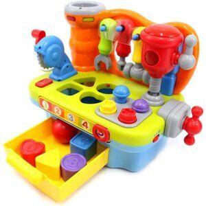 Musical Learning Workbench Toy for Kids Construction Work Bench Building Tools